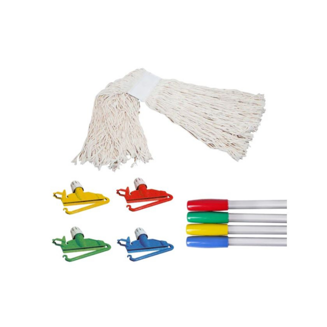 IPC RS Kentucky White Cotton Wet Mop Cut End With Plastic Holder & Aluminium Handle