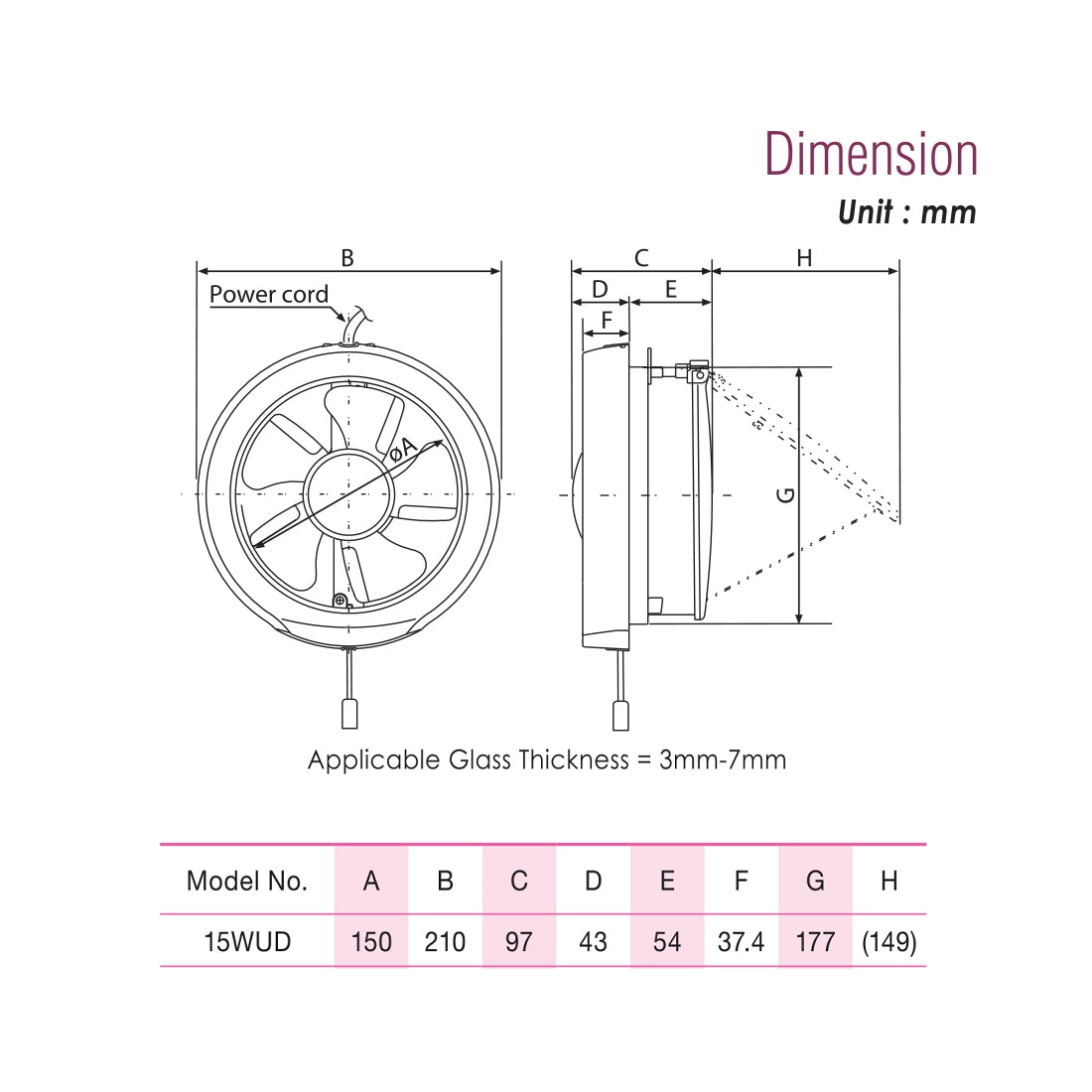 KDK Round Exhaust Fan Window Mounted 6 Inch 15WUD
