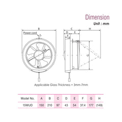 KDK Round Exhaust Fan Window Mounted 6 Inch 15WUD - Slide 2