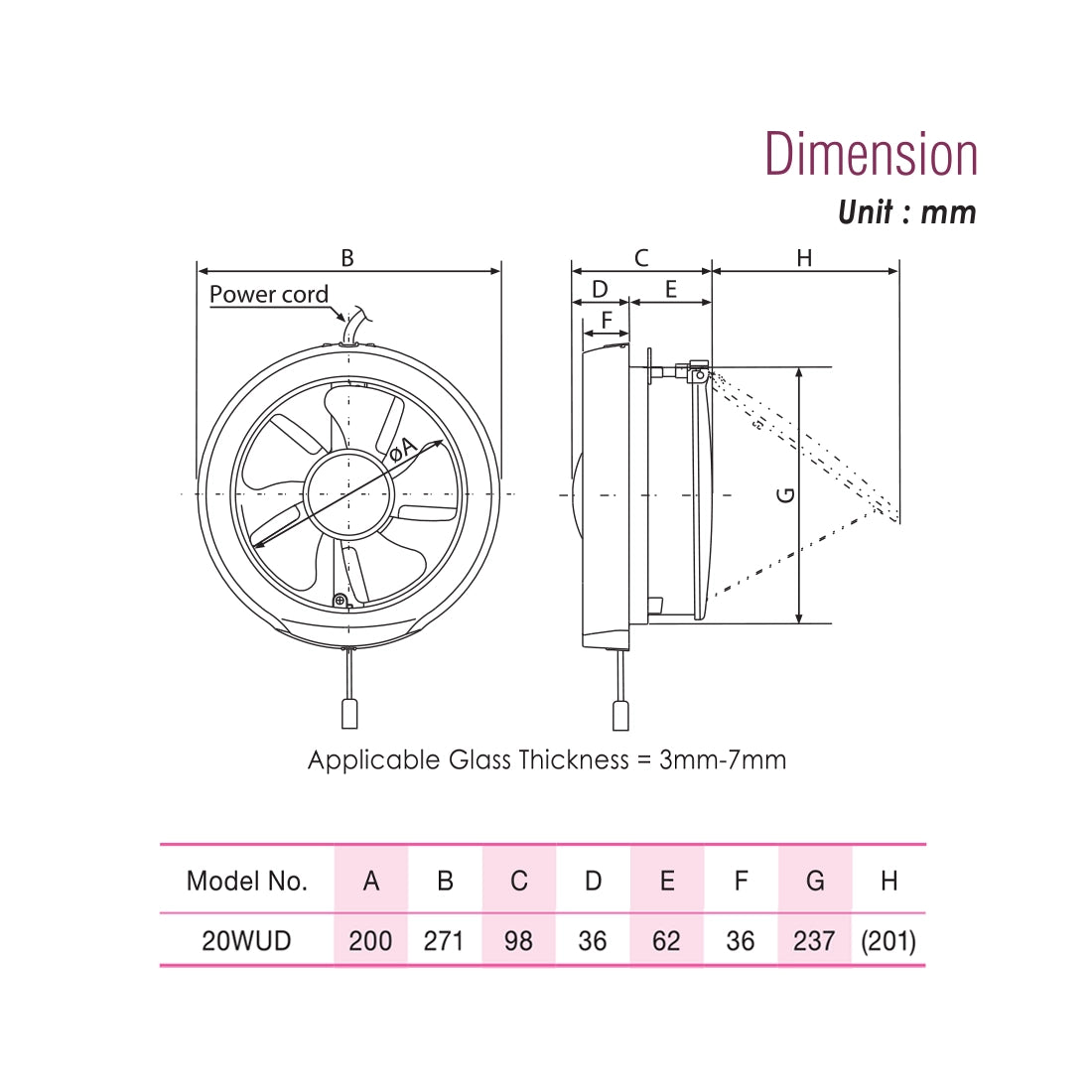 KDK Round Exhaust Fan Window Mounted 8 Inch 20WUD