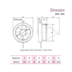 KDK Round Exhaust Fan Window Mounted 8 Inch 20WUD - Slide 2