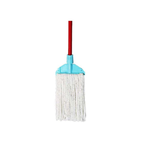 Kach Sheng KS6133+CJ999TH Cotton Wet Mop With Plastic Holder & Wooden Handle - White
