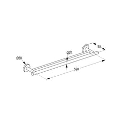Kludi Rak Caliber Brass Double Towel Bar RAK21011 - Chrome - Slide 2
