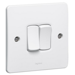 Legrand Synergy White 2 Gang 2 Way Single Pole Switch 10AX 250V 730002 - Slide 1