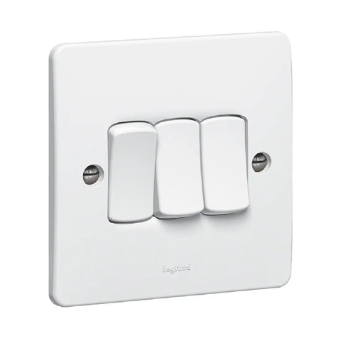 Legrand Synergy White 3 Gang 2 Way Single Pole Switch 10AX 250V 730003