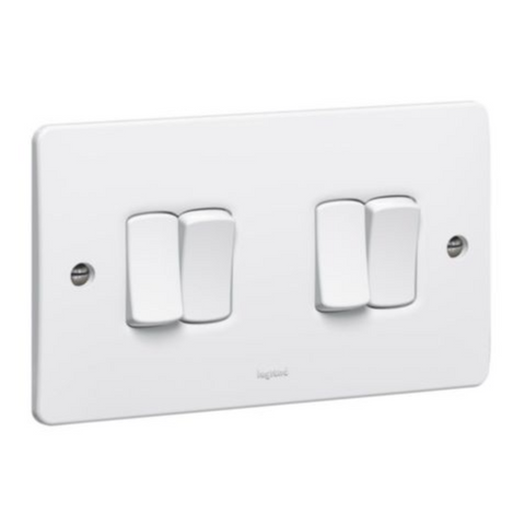 Legrand Synergy White 4 Gang 2 Way Single Pole Switch 10AX 250V 730004