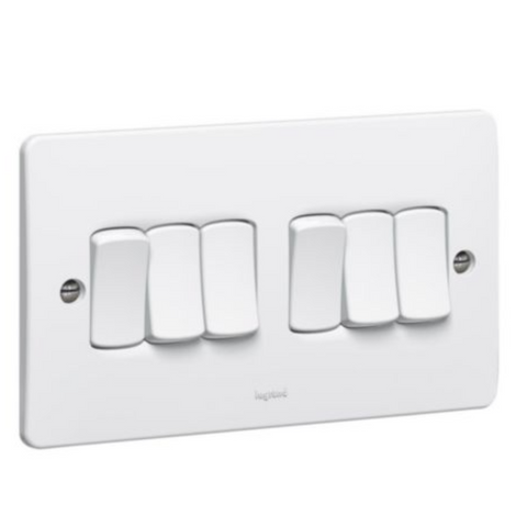 Legrand Synergy White 6 Gang 2 Way Single Pole Switch 10AX 250V 730006