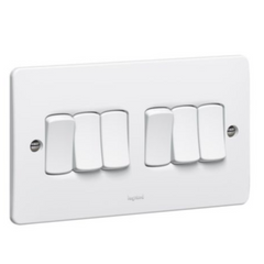 Legrand Synergy White 6 Gang 2 Way Single Pole Switch 10AX 250V 730006 - Slide 1