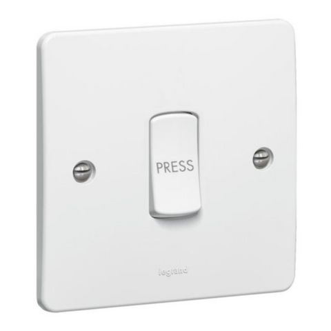 Legrand Synergy White 1 Gang 2 Way Push Switch with Press Marking 10AX 250V 730011