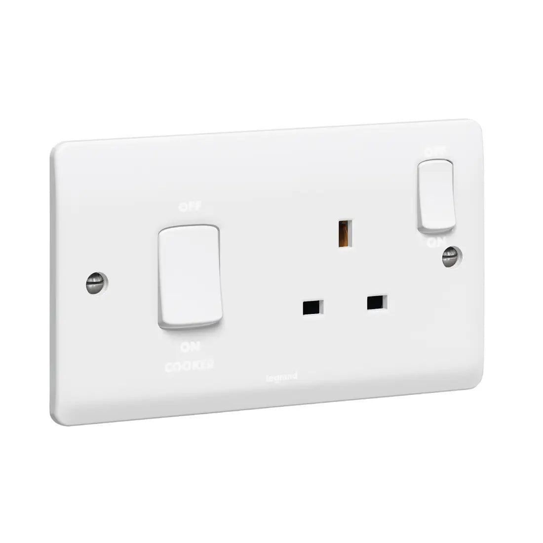 Legrand Synergy White Cooker Control Unit and Double Pole Switched Socket with Indicators 730029