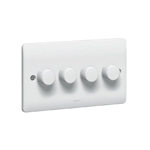 Legrand Synergy White 4 Gang 2 Way Rotary Dimmer 400W 100/240V 50/60Hz 730049