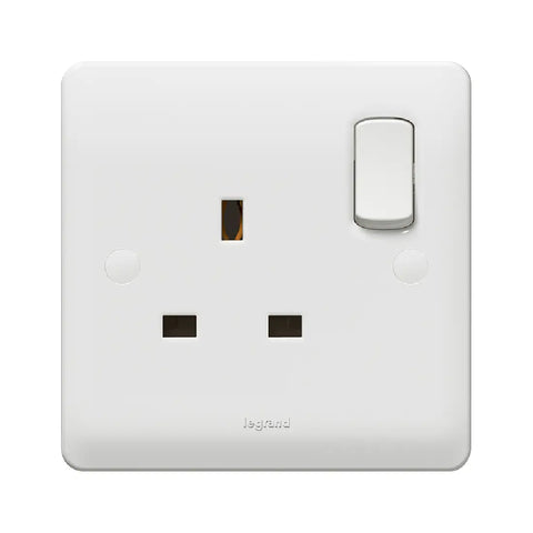 Legrand Synergy White 1 Gang Double Pole Socket Outlet for Standard E Applications 13A 250V 730064