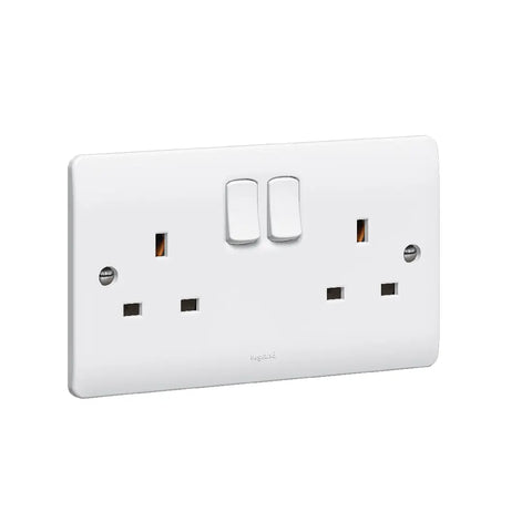 Legrand Synergy White 2 Gang Switched Socket Outlet 13A 250V 730076
