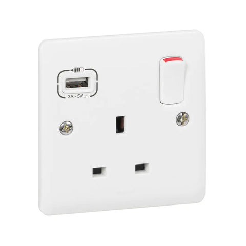Legrand Synergy White 1 Gang Single Pole Unswitched Outlet with USB A 15W Charger 730078A