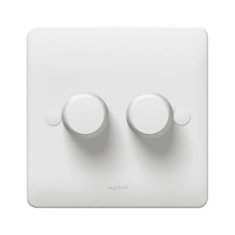 Legrand Synergy White 2 Gang 2 Way Rotary Dimmer 400W 100/240V 50/60Hz 730157
