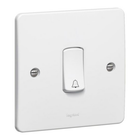 Legrand Synergy White 1 Gang 2 Way Single Push Switch with Bell Symbol 10AX 250V 730107