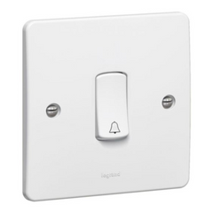 Legrand Synergy White 1 Gang 2 Way Single Push Switch with Bell Symbol 10AX 250V 730107 - Slide 1