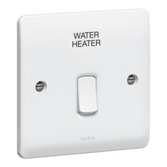Legrand Synergy White Double Pole Switch with LED Power Indicator and Marked Water Heater 20A 250V 730112 - Slide 1