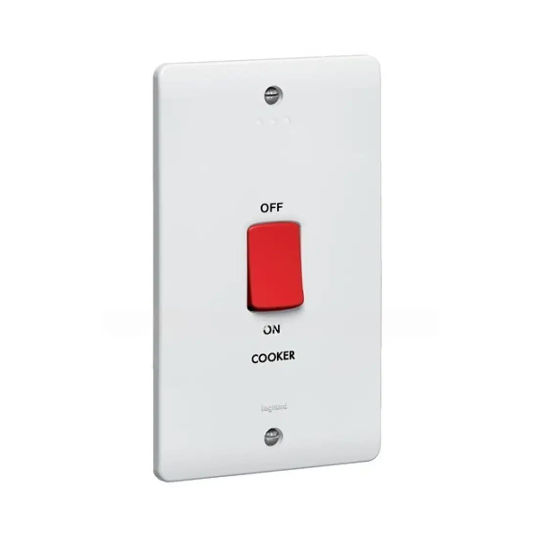 Legrand Synergy White Double Pole Red Rocker Switch 45A 250V 730120