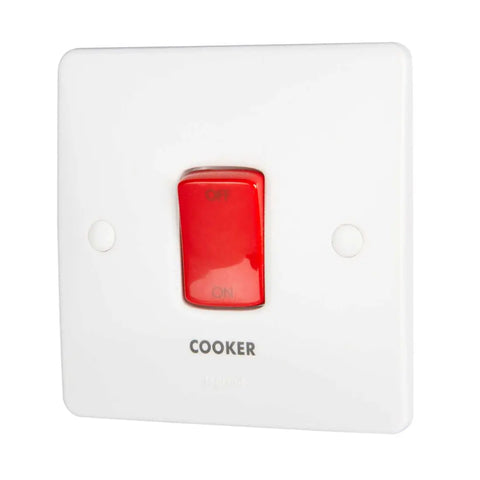 Legrand Synergy White Double Pole Red Rocker Switch 45A 250V 730122