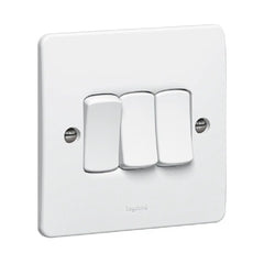 Legrand Synergy White 3 Gang 1 Way Single Pole Switch 10 AX 250V 730124 - Slide 1