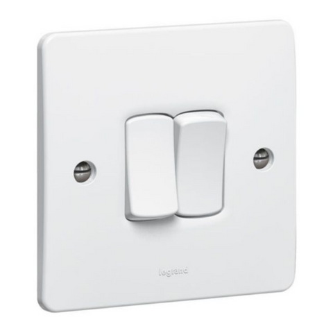 Legrand Synergy White 2 Gang 1 Way Single Pole Switch 20AX 250V 730134