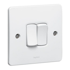 Legrand Synergy White 2 Gang 1 Way Single Pole Switch 20AX 250V 730134 - Slide 1
