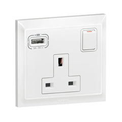 Legrand Belanko S 1 Gang Single Switch Socket with USB A 15W Charger - Slide 1