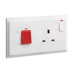 Legrand Belanko S 2 Gang Double Pole Switch 45A and BS Switched Socket Outlet Neon with Cooker Marking 13A - Slide 1