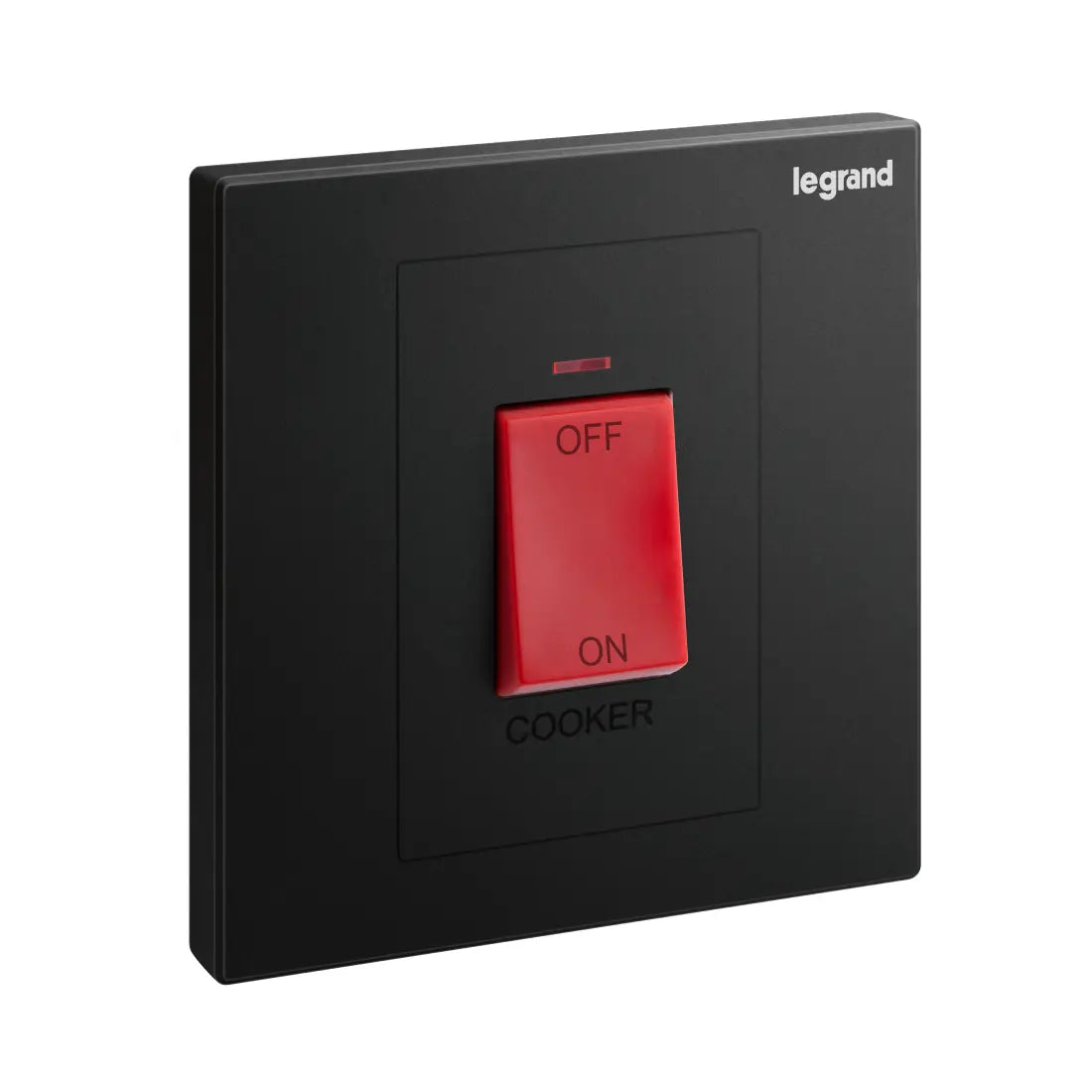Legrand Galion 1 Gang Double Pole 45A Switch with Cooker Marking, Red Indicator and Red Rocker 282428