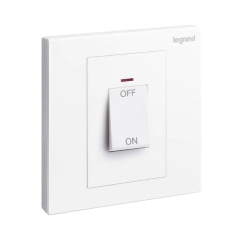 Legrand Galion 1 Gang Double Pole 45A Switch with Red Power Indicator 282426