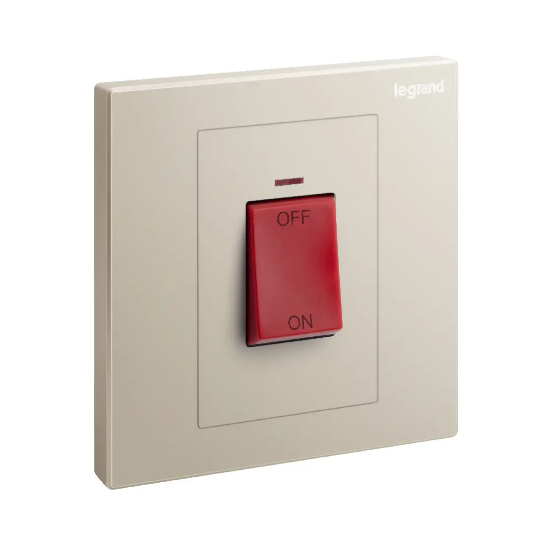 Legrand Galion 1 Gang Double Pole 45A Switch with Red Power Indicator and Red Rocker 282427
