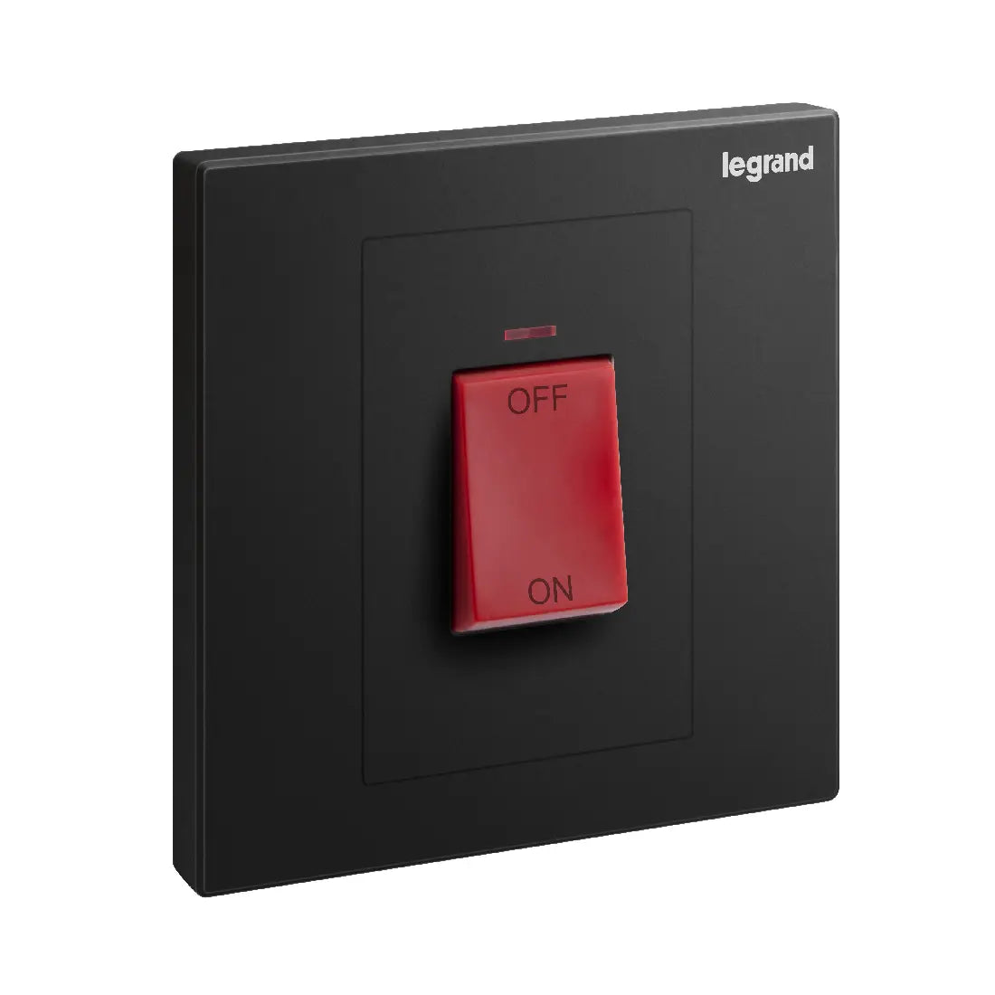 Legrand Galion 1 Gang Double Pole 45A Switch with Red Power Indicator and Red Rocker 282427
