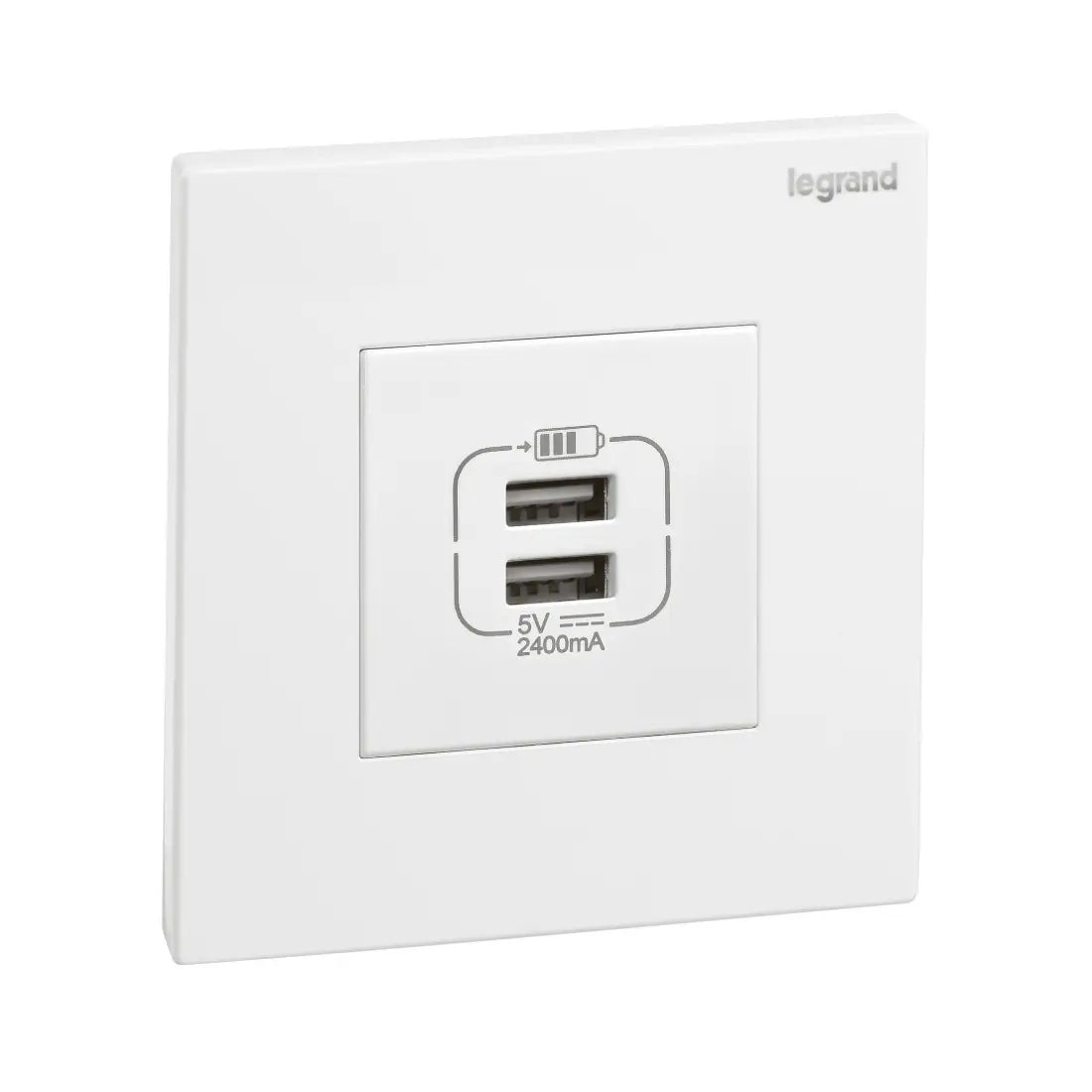 Legrand Galion 1 Gang Double USB 2.4A Type A USB Chargers 282447