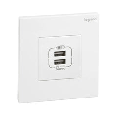 Legrand Galion 1 Gang Double USB 2.4A Type A USB Chargers 282447 - Slide 1