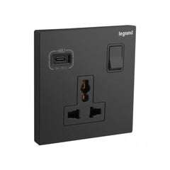 Legrand Galion 1 Gang Multistandard Switched with USB C 18W Charger 282485A - Slide 2