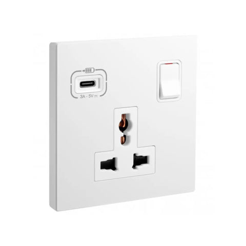 Legrand Galion 1 Gang Multistandard Switched with USB C 18W Charger 282485A