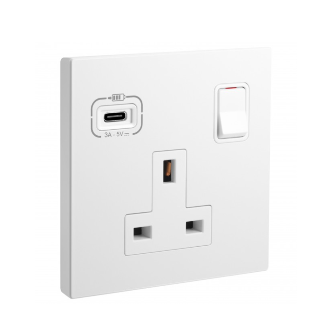 Legrand Galion 1 Gang Single Pole Switched Socket Outlet with USB C 18W Charger 282483A