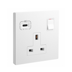 Legrand Galion 1 Gang Single Pole Switched Socket Outlet with USB C 18W Charger 282483A - Slide 1