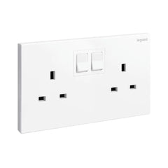 Legrand Galion 2 Gang 13A BS Switched Single Pole Socket Outlet With Power Indicator 282481 - Slide 1