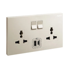 Legrand Galion 2 Gang Multistandard Switched Socket Outlet with 3A Type A and Type C USB Chargers 282444 - Slide 4