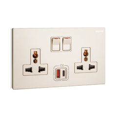 Legrand Galion 2 Gangs Multistandard Switched Socket Outlets with 27W USB Type A and C Charger 282337 - Slide 4