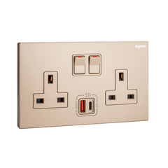 Legrand Galion 2 Gangs Single Pole Switched Socket Outlets with 27W USB Type A and C Charger 282336 - Slide 3