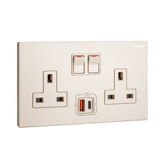 Legrand Galion 2 Gangs Single Pole Switched Socket Outlets with 27W USB Type A and C Charger 282336 - Slide 4