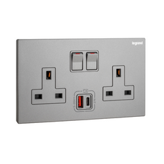 Legrand Galion 2 Gangs Single Pole Switched Socket Outlets with 27W USB Type A and C Charger 282336 - Slide 5