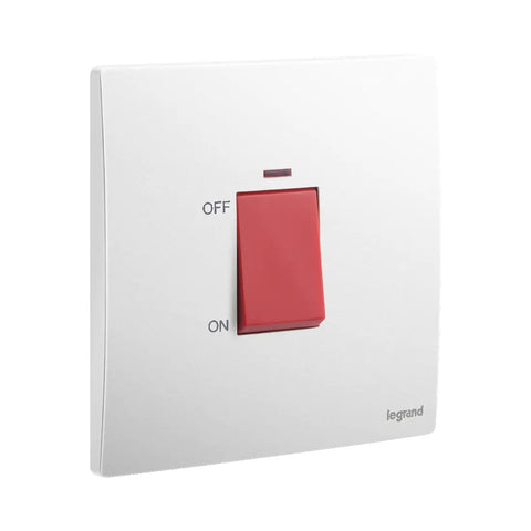 Legrand Mallia Senses 1 Gang 1 Way Double Pole 32A Switch with Red Power Indicator 281074