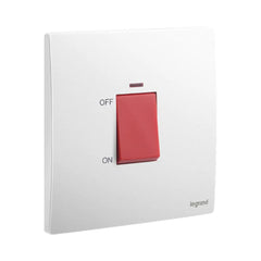 Legrand Mallia Senses 1 Gang 1 Way Double Pole 32A Switch with Red Power Indicator 281074 - Slide 1