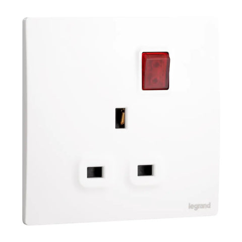 Legrand Mallia Senses 1 Gang BS Switched Socket Outlet Single Pole with LED 13A 281114