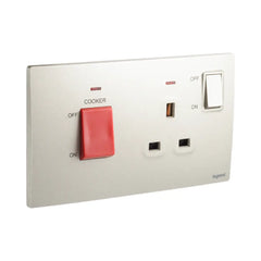 Legrand Mallia Senses 2 Gang 45A Cooker Unit Control with 13A BS Socket Outlet 281075 - Slide 5