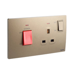 Legrand Mallia Senses 2 Gang 45A Cooker Unit Control with 13A BS Socket Outlet 281075 - Slide 4